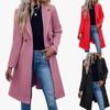 Длинное шерстяное женское пальто на осень и зиму, двубортное пальто с поясом и талией