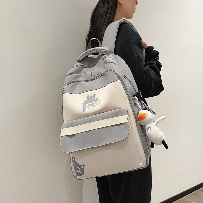 Женский рюкзак большой емкости для мальчиков и девочек, контрастный по цвету рюкзак для школьников