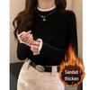 Women's Lace Splicing Half-Turtleneck Slim Fit Knitted Sweater for Autumn and Winter