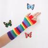 Printing Hand Sleeve Female Arm Warmers Striped Arm Warmers Knitting  Gloves Rainbow Sleeve Cuff