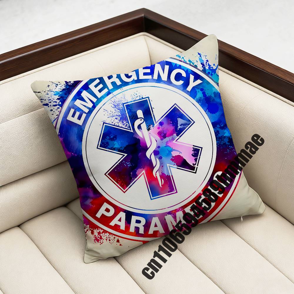 For Star of Life Doctor Nurse EMERGENCY MEDICAL SERVICES EMT Ambulance Throw Pillow Case Sham Square Sofa Pillowcase Pad Cover