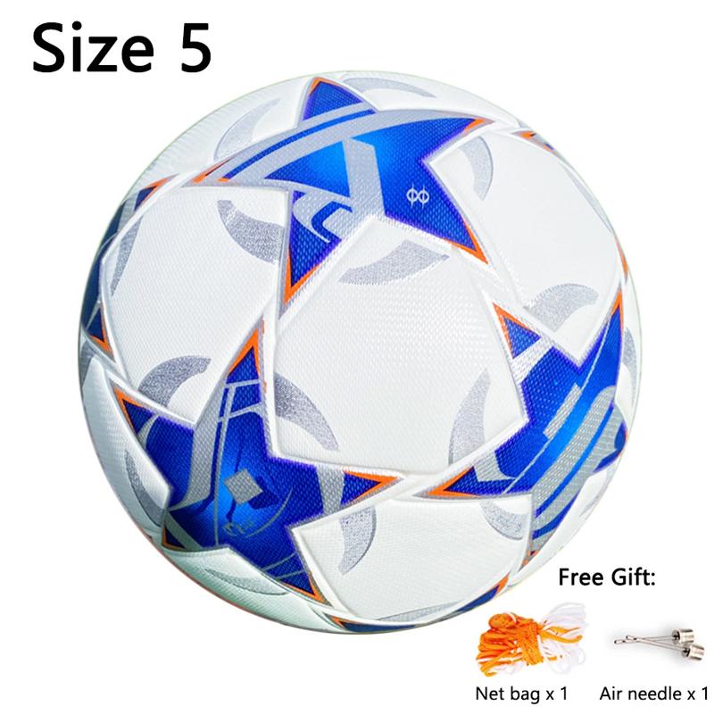 Футбольный мяч, размер 5, резиновый, из искусственной кожи, для тренировок, профессиональных соревнований, герметичный, синий, белый, новый футбольный мяч, стандартный, для тренировок, для взрослых и детей