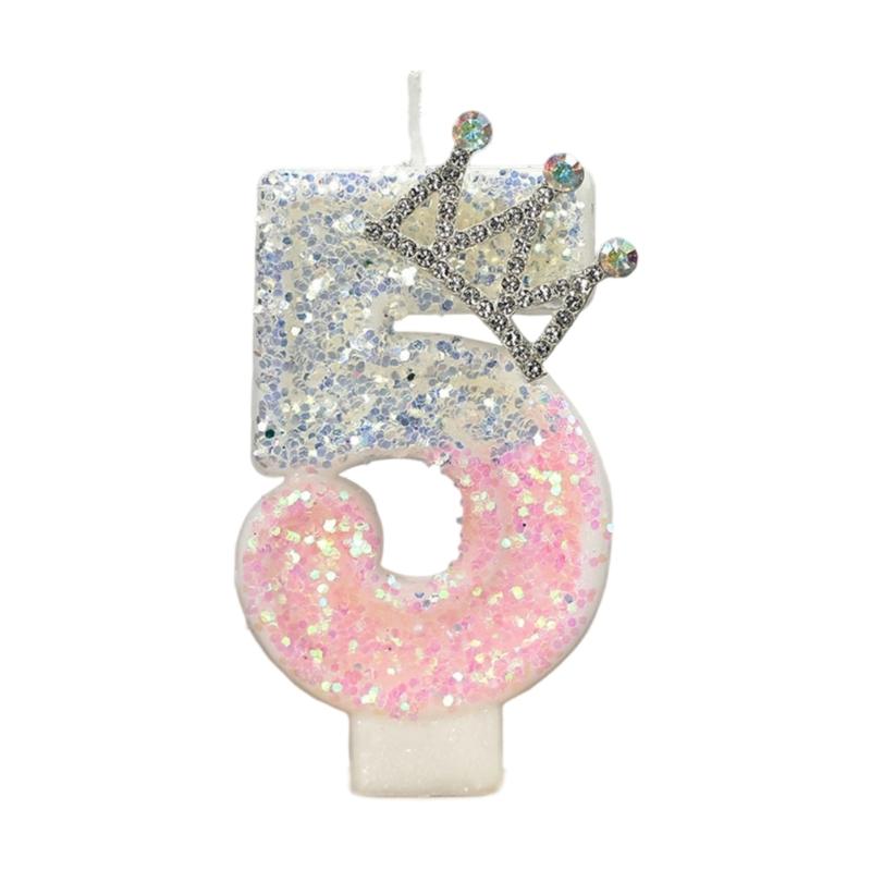 Birthday Candle Pink Crown Number Cake Candle,Birthday Cake Toppers Cupcakes Decorations Anniversary Celebrations Supplies