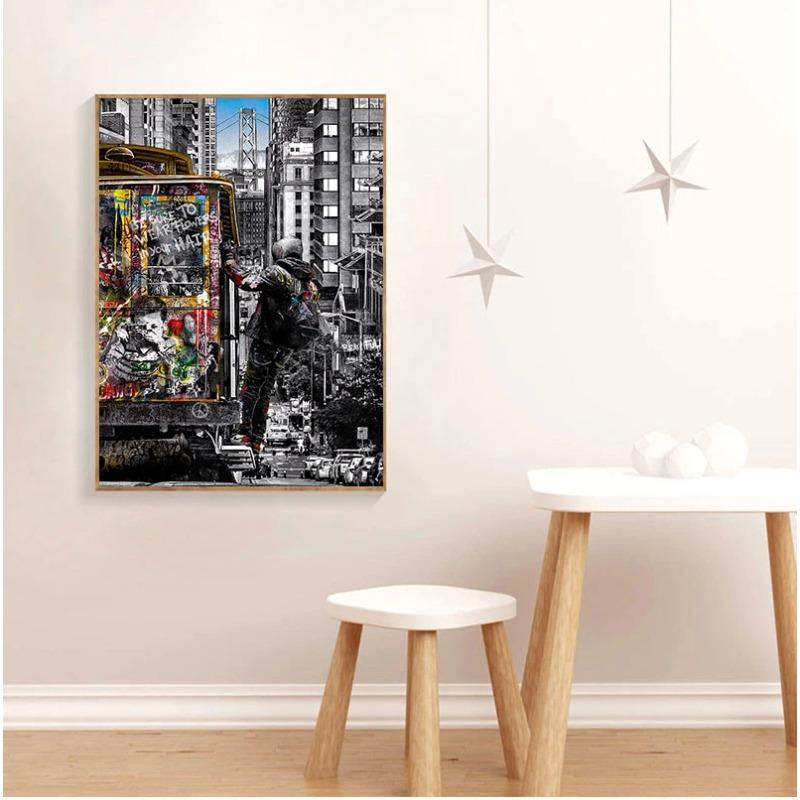 Banksy Wall Art Paintings Street Landscape of London City Canvas Paintings Graffiti Pop Art Posters And Prints for Home Decor