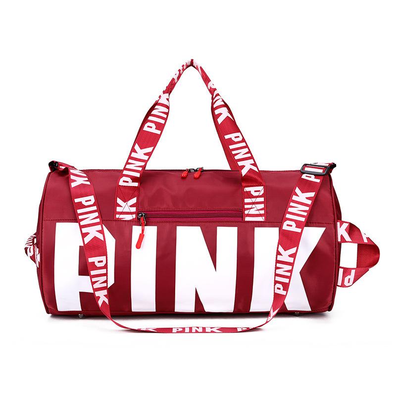 2026Dry and wet separation fitness bag, yoga, swimming, and travel bag, large capacity, lightweight, Korean-style, with letter print, cylindrical