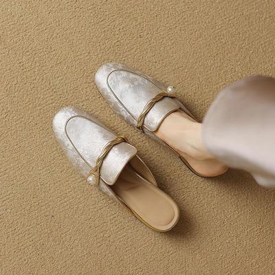 Ретро Женские тапочки на среднем каблуке, туфли с круглым носком для женщин, топовые дизайны, стильные повседневные сандалии 2025, роскошные уникальные шлепанцы в продаже