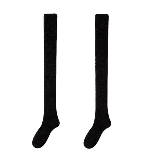 1 пара женских зимних носков Tihick Plush выше колена, нескользящие коралловые флиса однотонные теплые утолщенные чулки, теплые носки для разных случаев