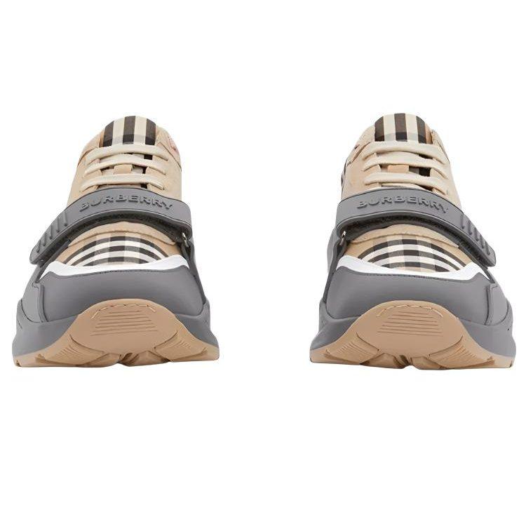 Burberry Винтажные клетчатые кожаные кроссовки Archive Beige 80569191