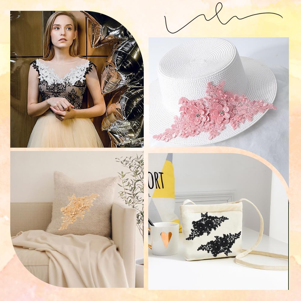 1 пара разноцветных нашивок в виде цветов, аппликация, вырезка, жемчуг, 3D, стразы, вышивка, кружевная ткань, нашивка для платья, DIY шитье, свадебная аппликация, аксессуары