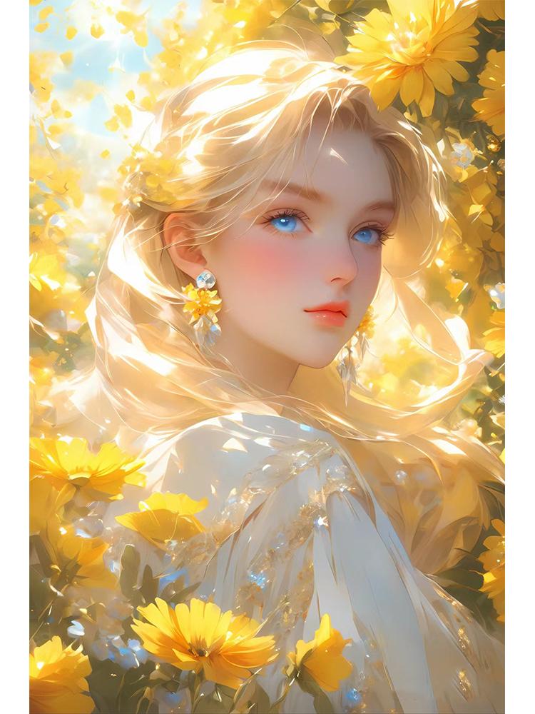 Diamond Painting Full Circle Square Flower Fairy 5DDiy Novel Mosaic Embroidery Cartoon Girl Cross Embroidery Set Home Decoration