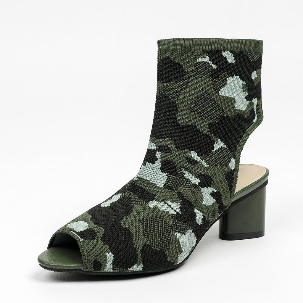 Осень-зима Большие размеры женские вязаные короткие сапоги-трубы повседневные удобные грубые каблуки с острым носком и толстым каблуком 34-43