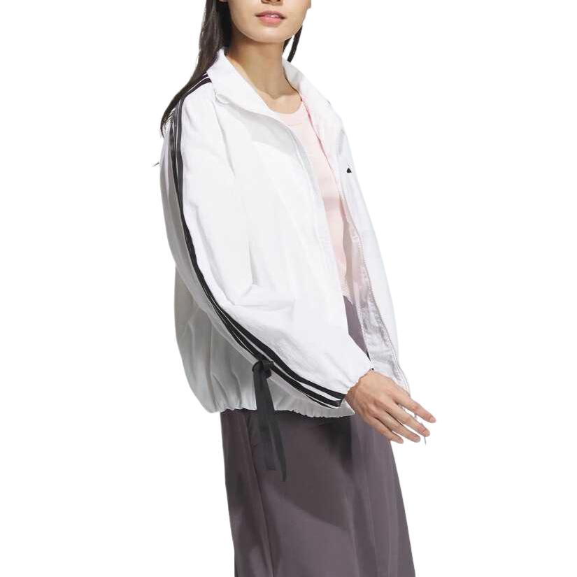 Adidas Куртка женская с бантом и тремя полосками, свободная, дышащая, удобная, мягкая, приятная для кожи, белая JY5651