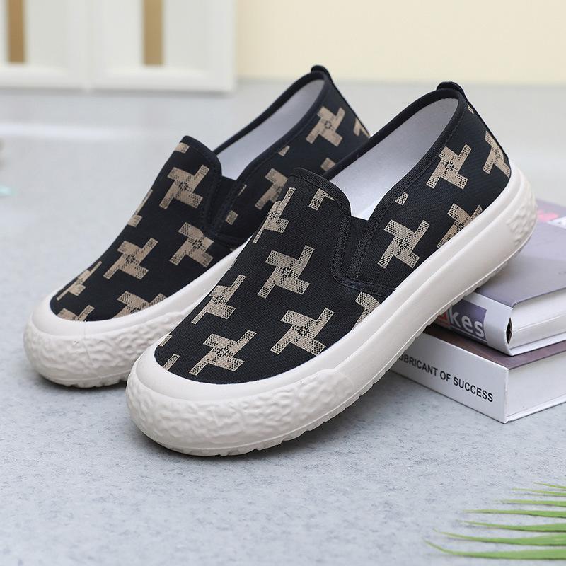 Women's Casual Platform Canvas Sneakers Anti Slip Breathable Chunky Walking Shoes Round Toe Loafers Lightweight Low-Top Dress Canvas Shoes for Women