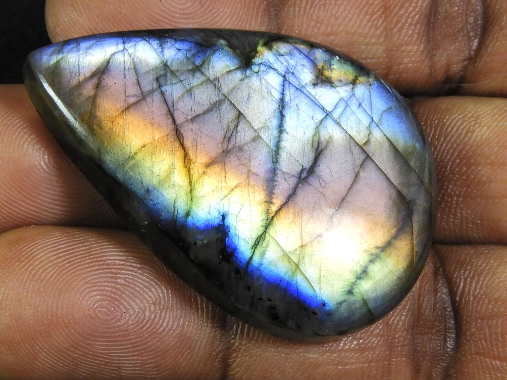 TOP GRADE!! NATURAL LABRADORITE PURPLE CABOCHON PEAR LOOSE GEMSTONE 105Cts. ET-445