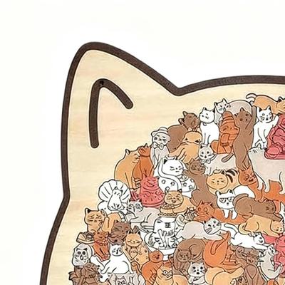 135 шт. Деревянный пазл в форме кошки. Уникальные неправильные элементы пазла. Игра. Подарки на день рождения, Рождество для любителей кошек. Украшения для дома.