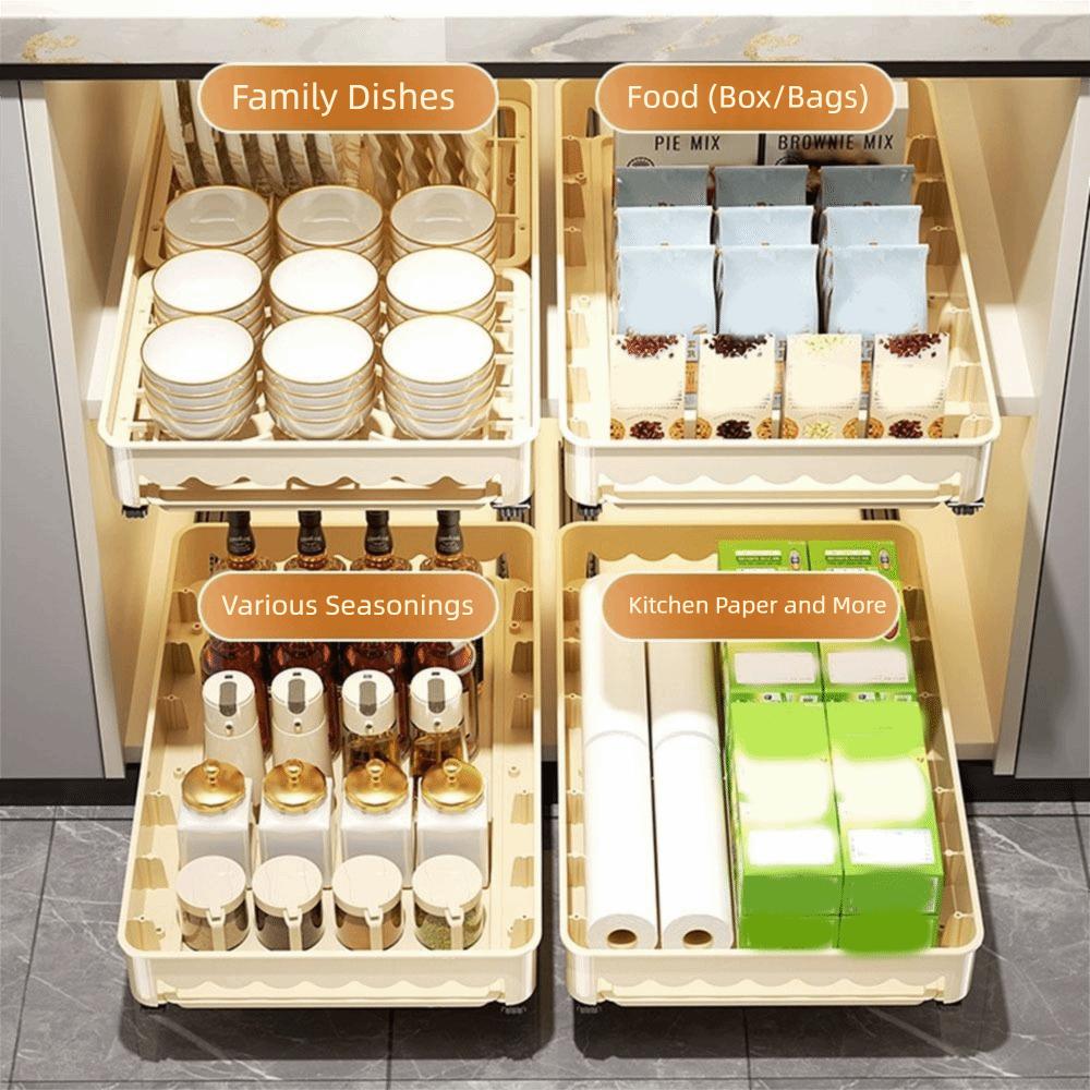 Built-In Slide Out Dish Drying Rack Plastic Drawer-type Plate Drain Rack Pull Out Dish Rack Pantry