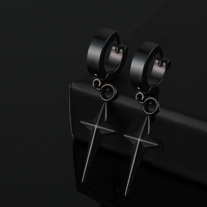 Простые серьги-звезды в форме креста, серебряные, черные, из нержавеющей стали, серьги-подвески для женщин и мужчин, ювелирные изделия в подарок
