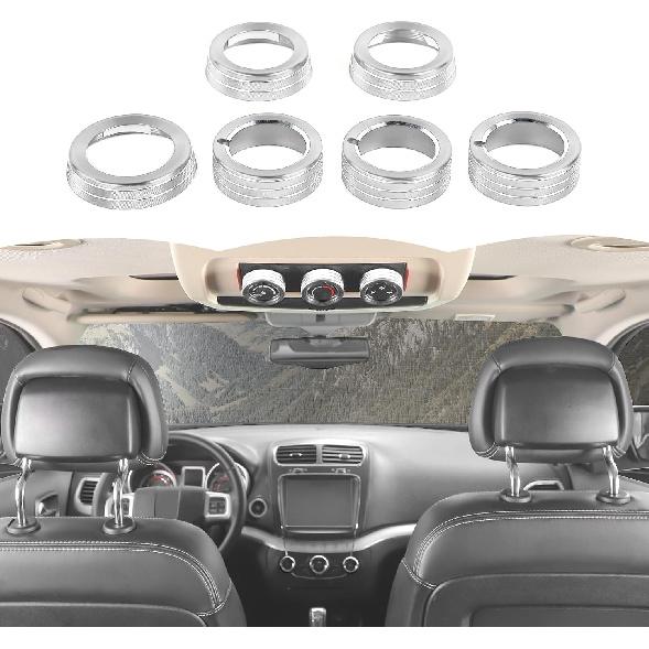 RT-TCZ Center Console Air Conditioner Audio Switch Knob Cover Trim Interior Accessories for Dodge Journey 2013-2020,6PCS (Red)
