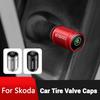 rkwcr1 4pcs Car Wheel Tire Valve Caps Stem Case For Skoda Octavia Fabia Rapid Yeti Superb Octavia A5 A7 2 S Emblems Auto Accessories