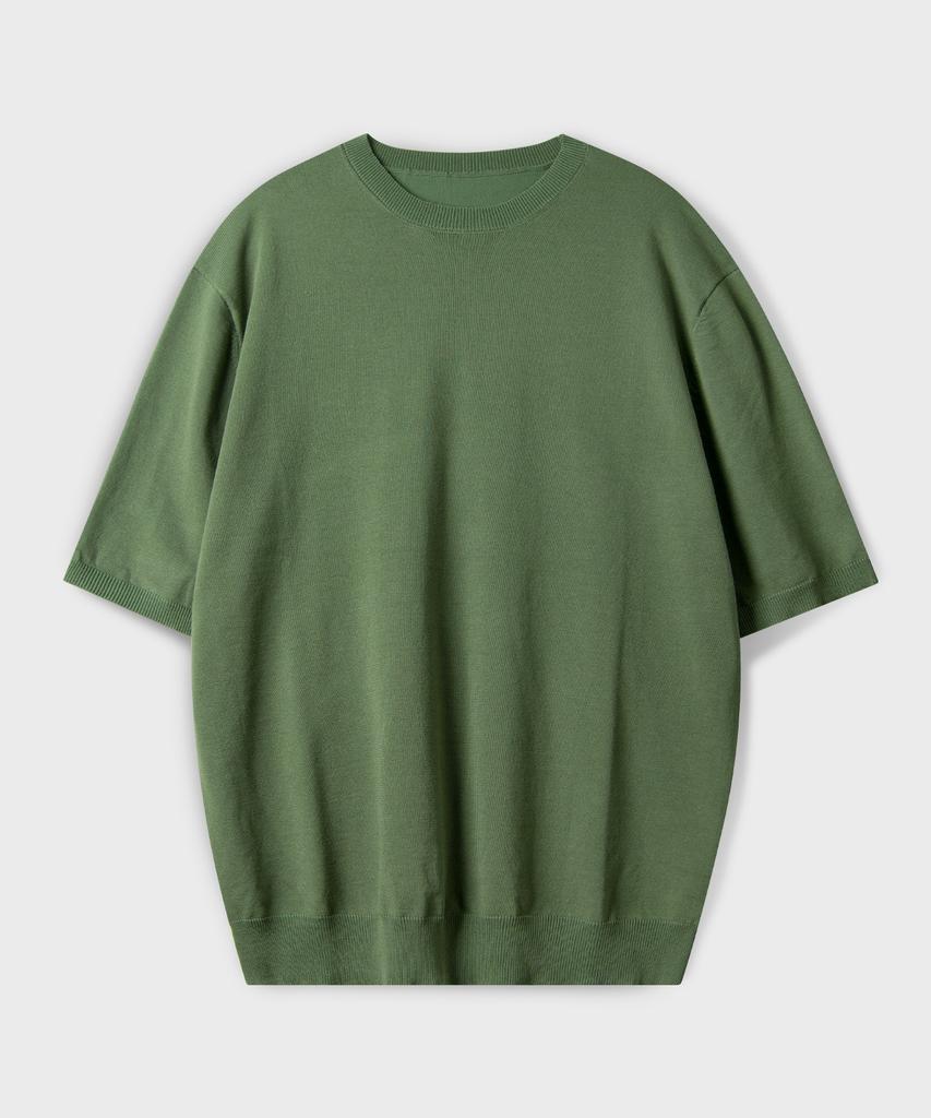 BLACK MOMENT Cool Linen-Like Semi-Overfit Half Sleeve Knit 8 Colors