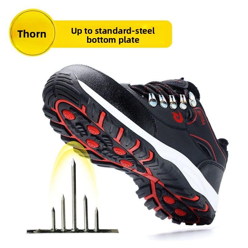 Fleece-lined Work Shoes for Men Woman Winter steel toe cap puncture Thickened Warm Woman Anti-smashing Work Shoes Men Protective