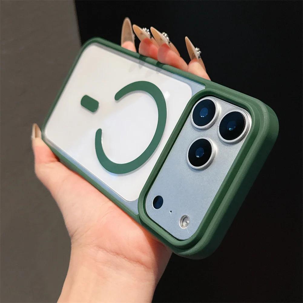 Роскошный магнитный чехол конфетного цвета для Magsafe для iPhone 17 Pro Max, прозрачный матовый край, гибридный силиконовый мягкий жесткий чехол-накладка