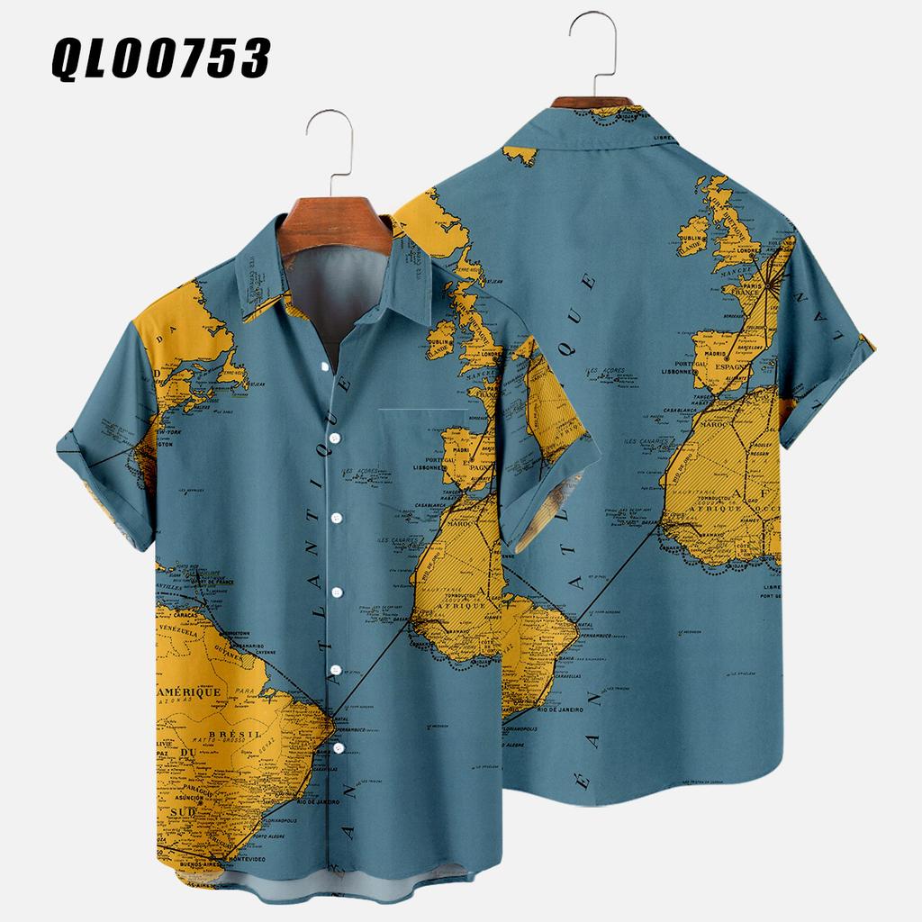 Рубашки гавайские Рубашки с 3D-принтом для карт Мужские и женские рубашки Мужская повседневная рубашка с лацканами для отдыха Летняя пляжная рубашка Camisa для путешествий Повседневная блузка