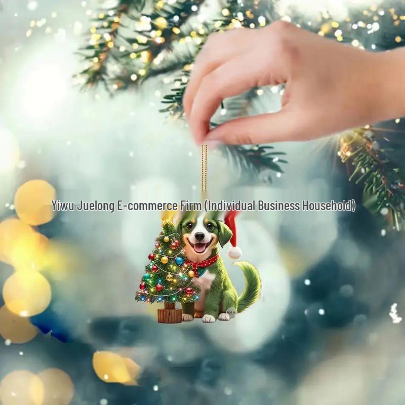 Акриловая рождественская шапка, подвеска для машины в виде щенка