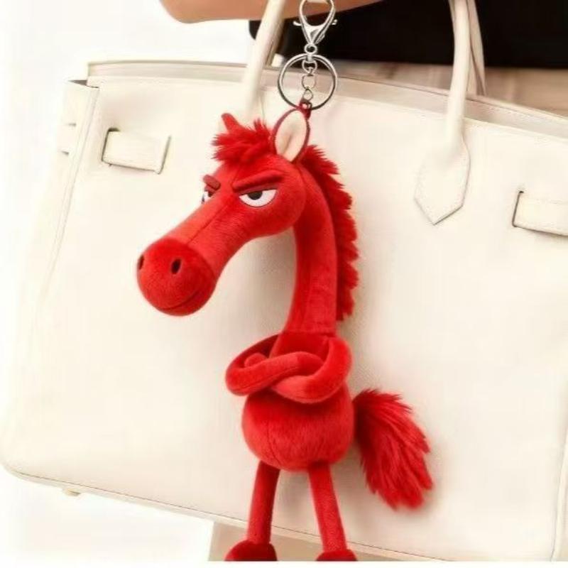 1PC Black Horse Keychain Plush Toy Backpack Pendant Decoration Year of The Horse Plush Toy New Year's Gifts for Boys and Girls