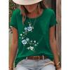 Женская футболка с коротким рукавом с цветочным принтом, круглым вырезом, свободного кроя