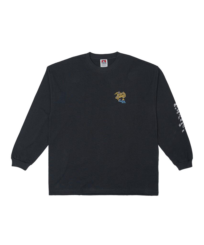 BEN DAVIS White Label Oversized Spray Master Long Sleeve T-Shirt White