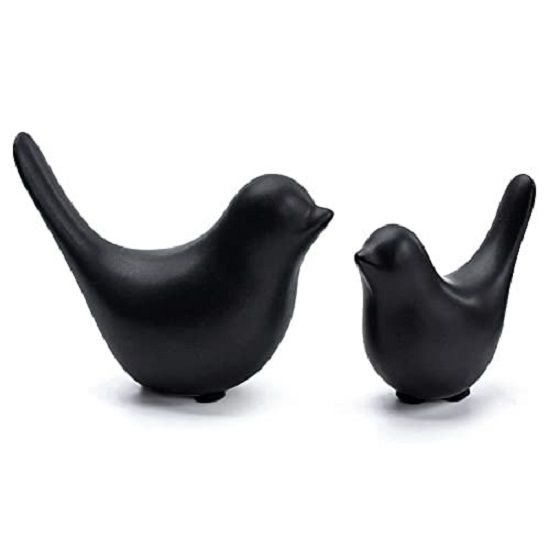 Creative Black Birds Matte Figurines Home Decorations Accessories (Pack of 2, Black)