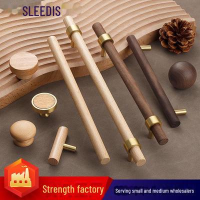 Новая ручка для двери шкафа из цельного дерева в китайском стиле, ручка для ящика шкафа из ореха и бука