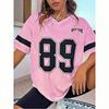 Summer Women T-shirts Number 89 Short Sleeve Trend 3D Print V-neck Sport Tees Streetwear Oversized Casual Fashion Female Top
