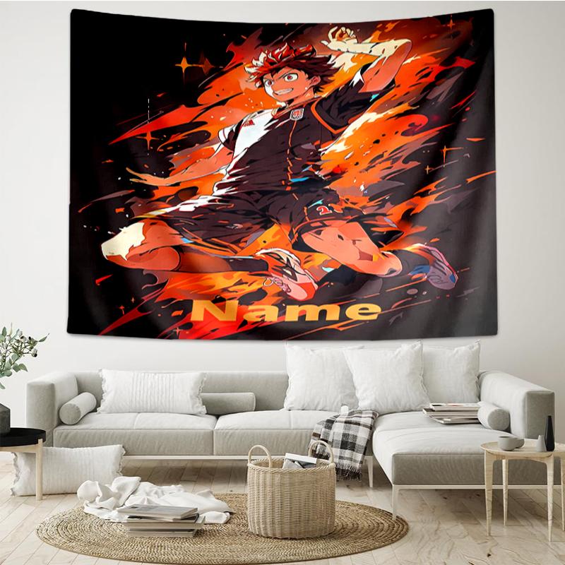 Custom Name Haikyu Print Tapestry, Backdrop, Easy Setup, Ideal for Bedroom, Office & Living Room, with Aesthetic Wall Hanging Decor.