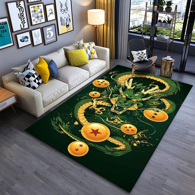Dragon and Golden Spheres Design suitable as a non-slip mat for the living room or bedroom sofa