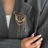 Irregular Pants Chain Pin Beaded Chain Tassel Pendant Brooch Chain Tassel Brooch Trouser Fastener