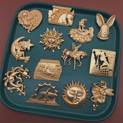 Новая креативная женская брошь Palace Vintage Gold Sun Relief Pin Classic Design Baroque
