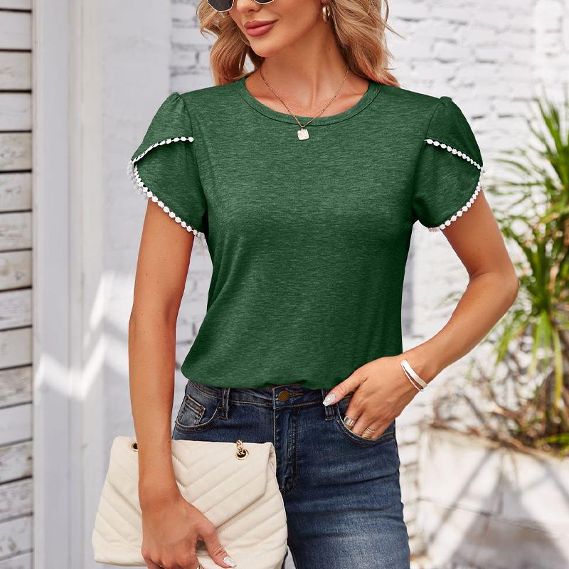 Women's Blouse with Short Sleeve Round Neck Loose Casual T-shirt