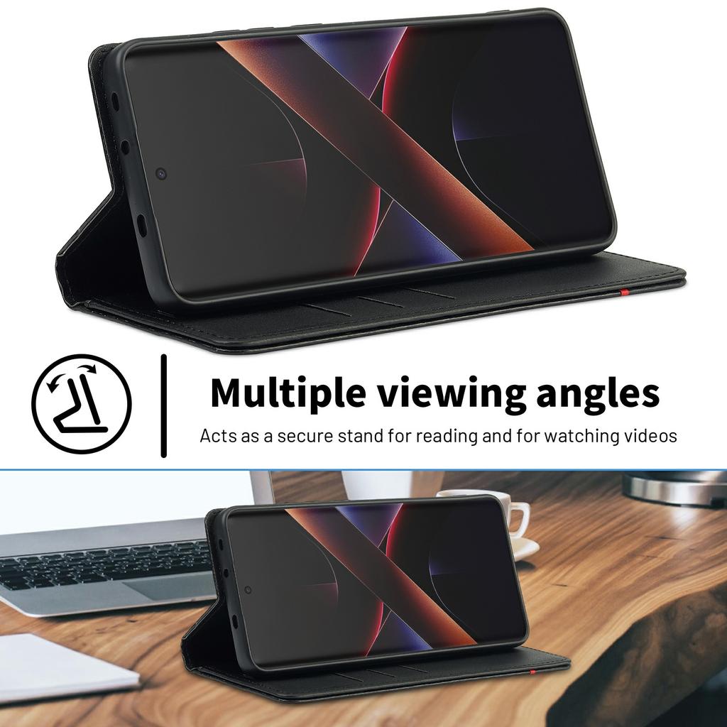 LC.IMEEKE Для Xiaomi Poco X7 Pro 5G Чехол-кошелек Текстура углеродного волокна Кожаный чехол для телефона