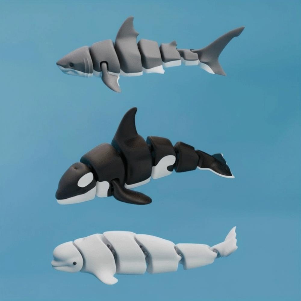 Multi-Joint Movable 3D Printed Animal Joint Mini Marine Animal Model Dolphin Ornament Desk Decor