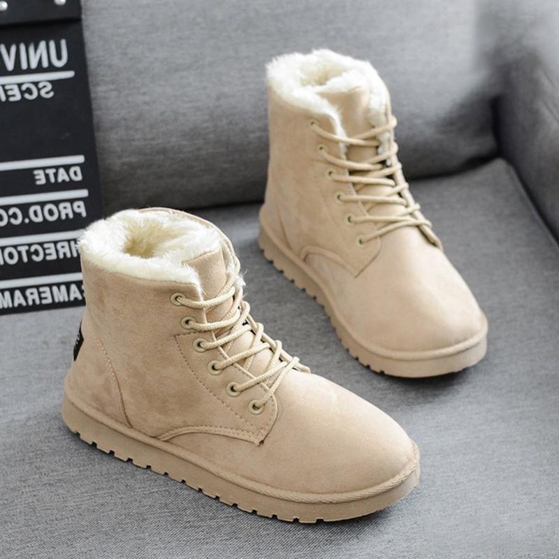 Cozy And Stylish Women's Faux Suede Fur Lined Winter Ankle Snow Boots