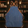 Dirt-resistant Kitchen Chef Apron with Pocket Painting Apron Durable Cross Back Denim Apron  Cafe