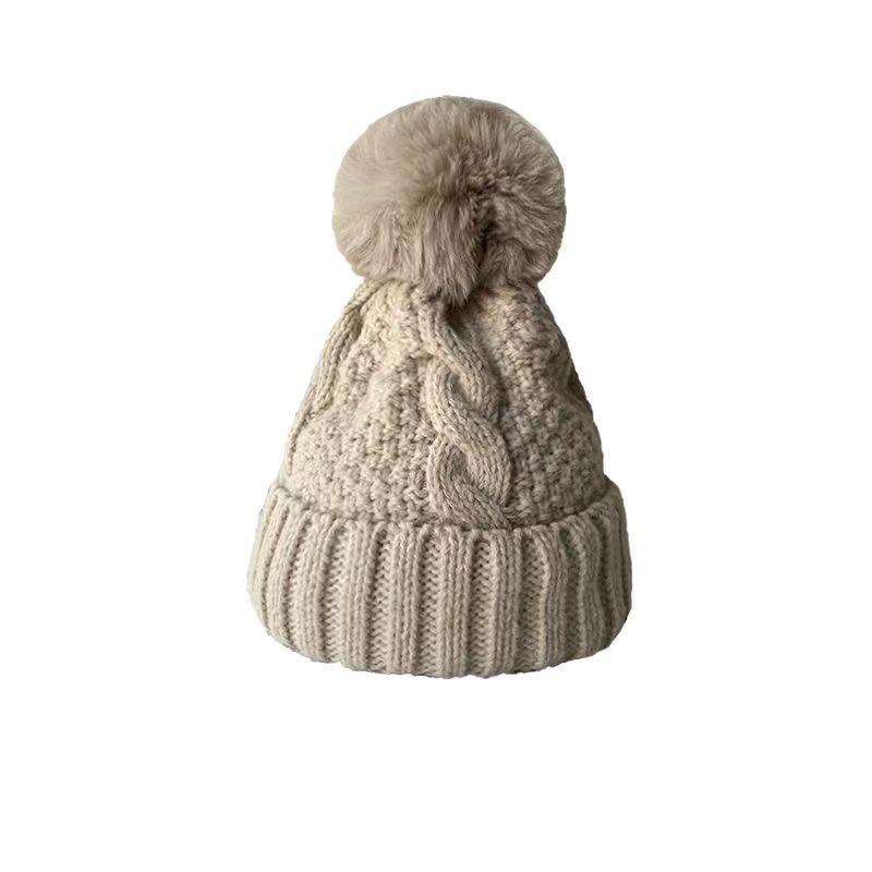 Children's Winter Wool Hat: Large Brim, Solid Color, Warm, Plus Velvet, European & American Style