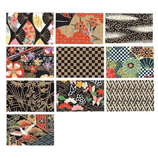 Washi Kawa Sumi Chiyogami Yuzen B4 Size 10 Patterns10 Sheets Black Color Series