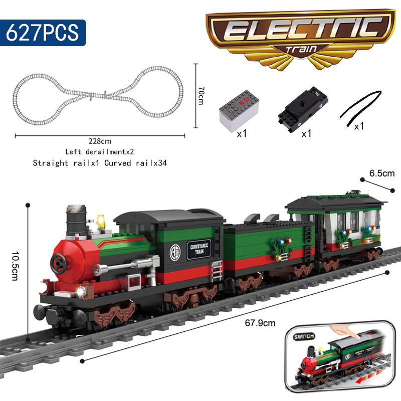 DIY MOC Городская Серия Рождественский Поезд Рельсы Строительные Блоки Железнодорожный Транспорт Модель Кирпичики Игрушки Brinquedos для Детей Подарки