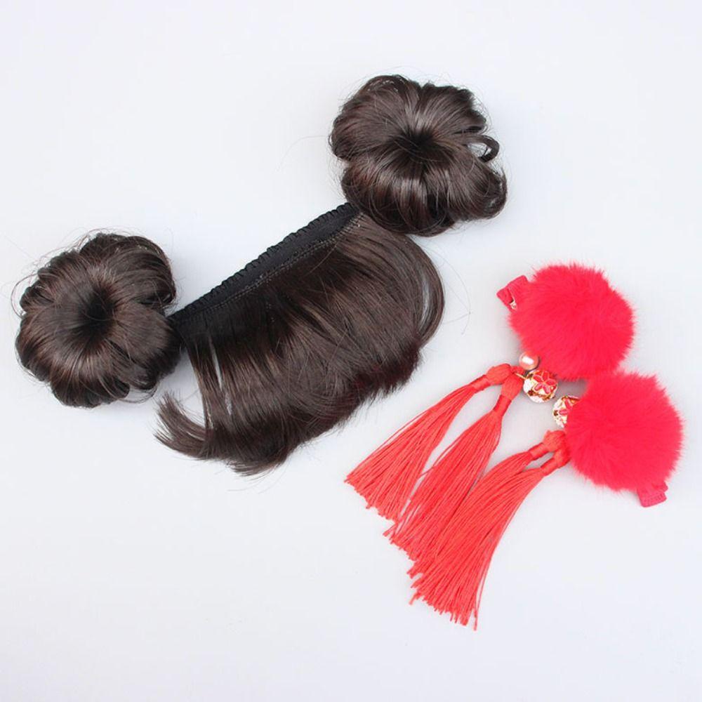 Детский парик-повязка на голову в китайском стиле, для новорожденных и детей, головной убор на Новый год, для малышей, аккуратная челка-парик