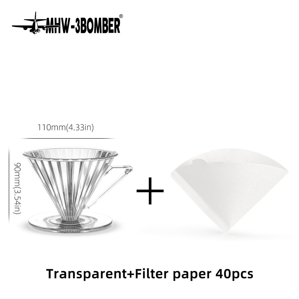 MHW-3BOMBER Pour Over Coffee Dripper with Paper Filter 1-4 Cup Hand Brewing Coffee Tools Professional Home Kitchen Accessories