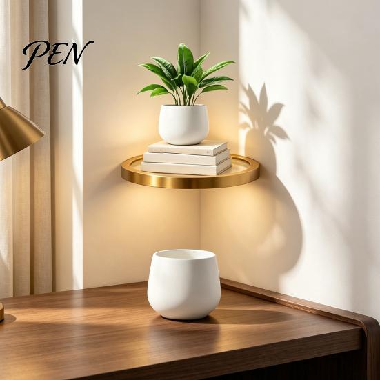 Современная золотая металлическая полка-витрина, настенная плавающая с LED-подсветкой, стеллаж, минималистичный невидимый кронштейн для растений, книг, Экономия места, Настенный декор