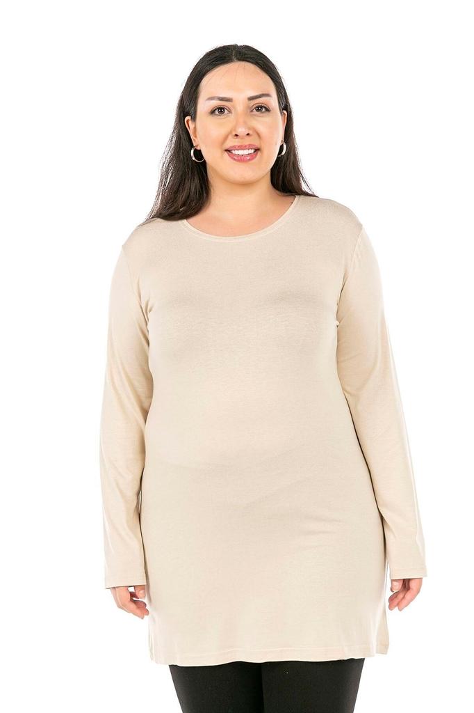 Women's Style Big Size Body Plus Size Round Neck Long Sleeve Viscose Long Mink Body